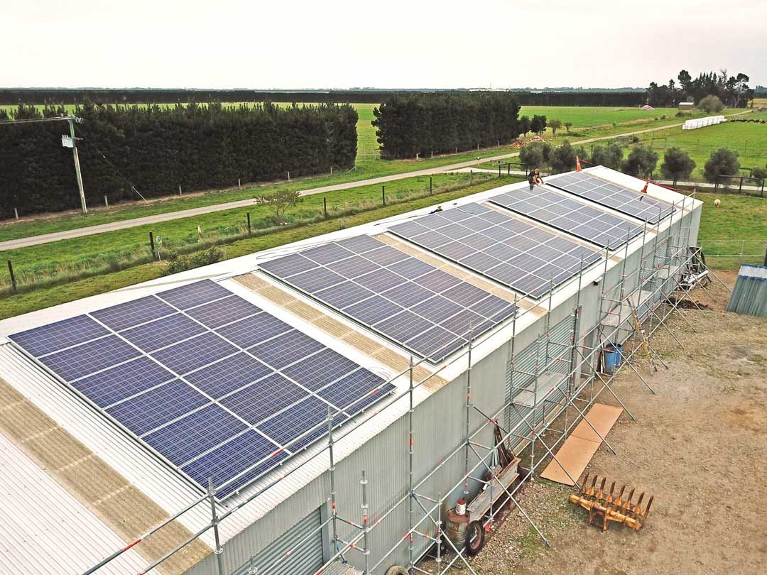 solar panel installation on farm shed canterbury