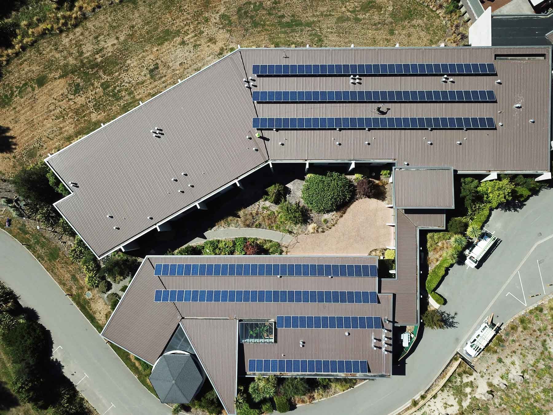 Braemar Lodge solar power installation aerial view